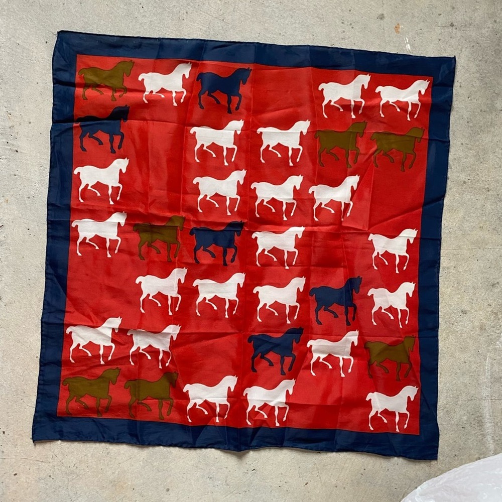 Vintage Silk Scarf Horses